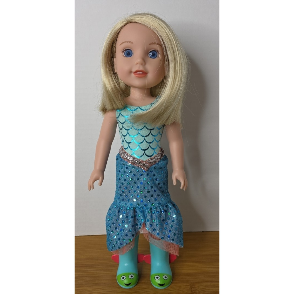 American Girl WellieWishers 14.5-inch Camille Doll Mermaid Skirt & Boots Sparkly